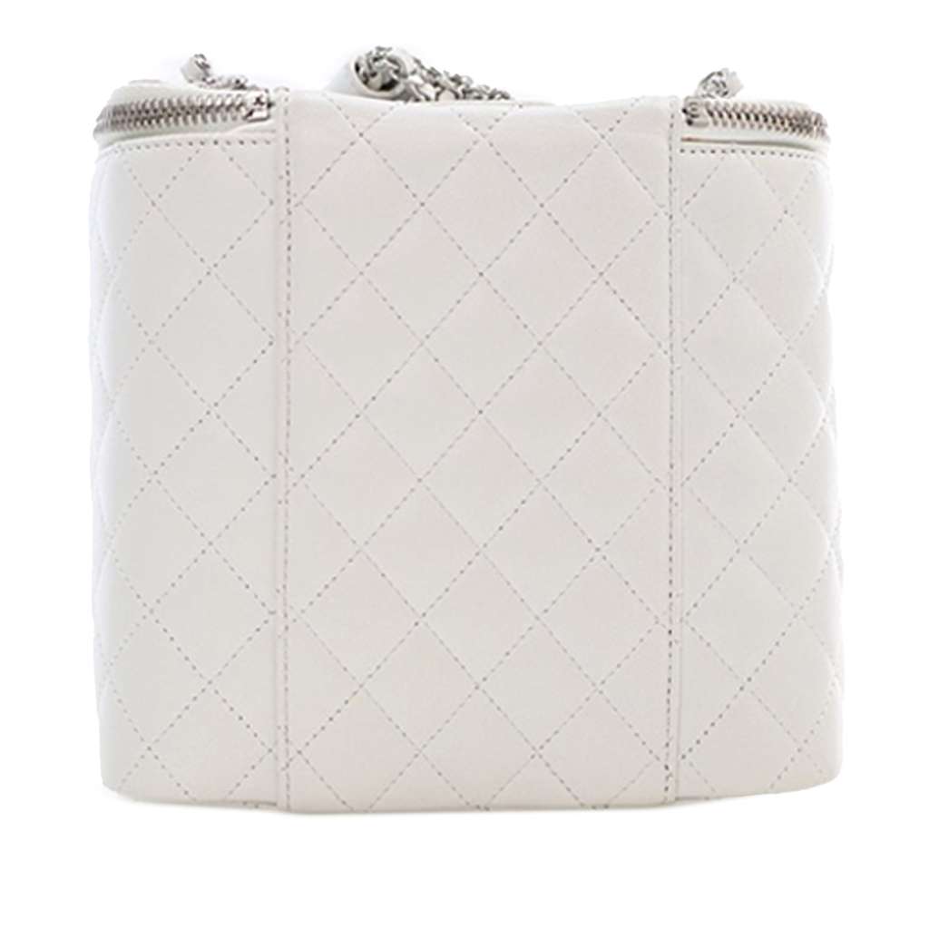 Chanel Large Quilted Lambskin Top Handle Jewelry Box With Chain - Back view
