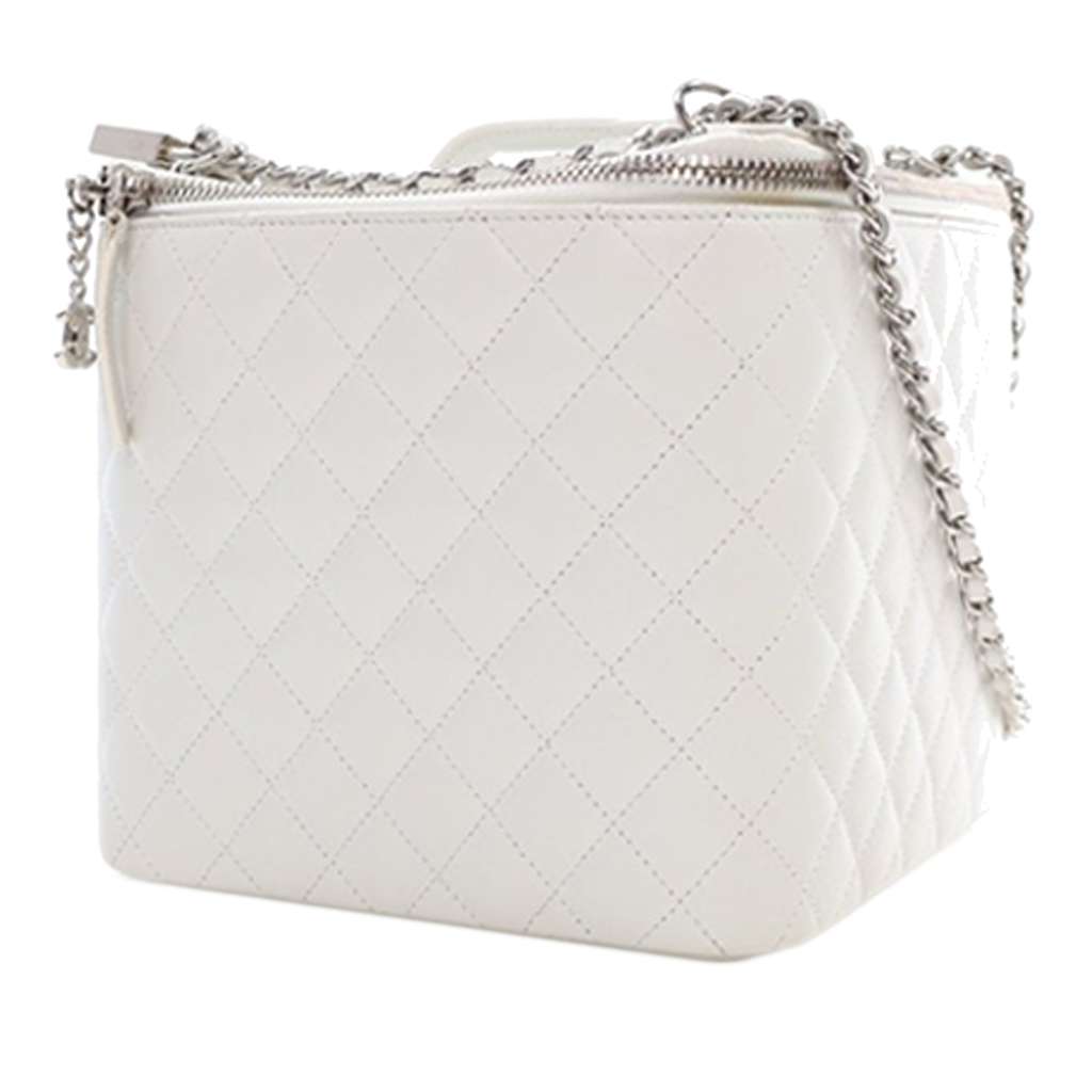 Chanel Large Quilted Lambskin Top Handle Jewelry Box With Chain - Image 6