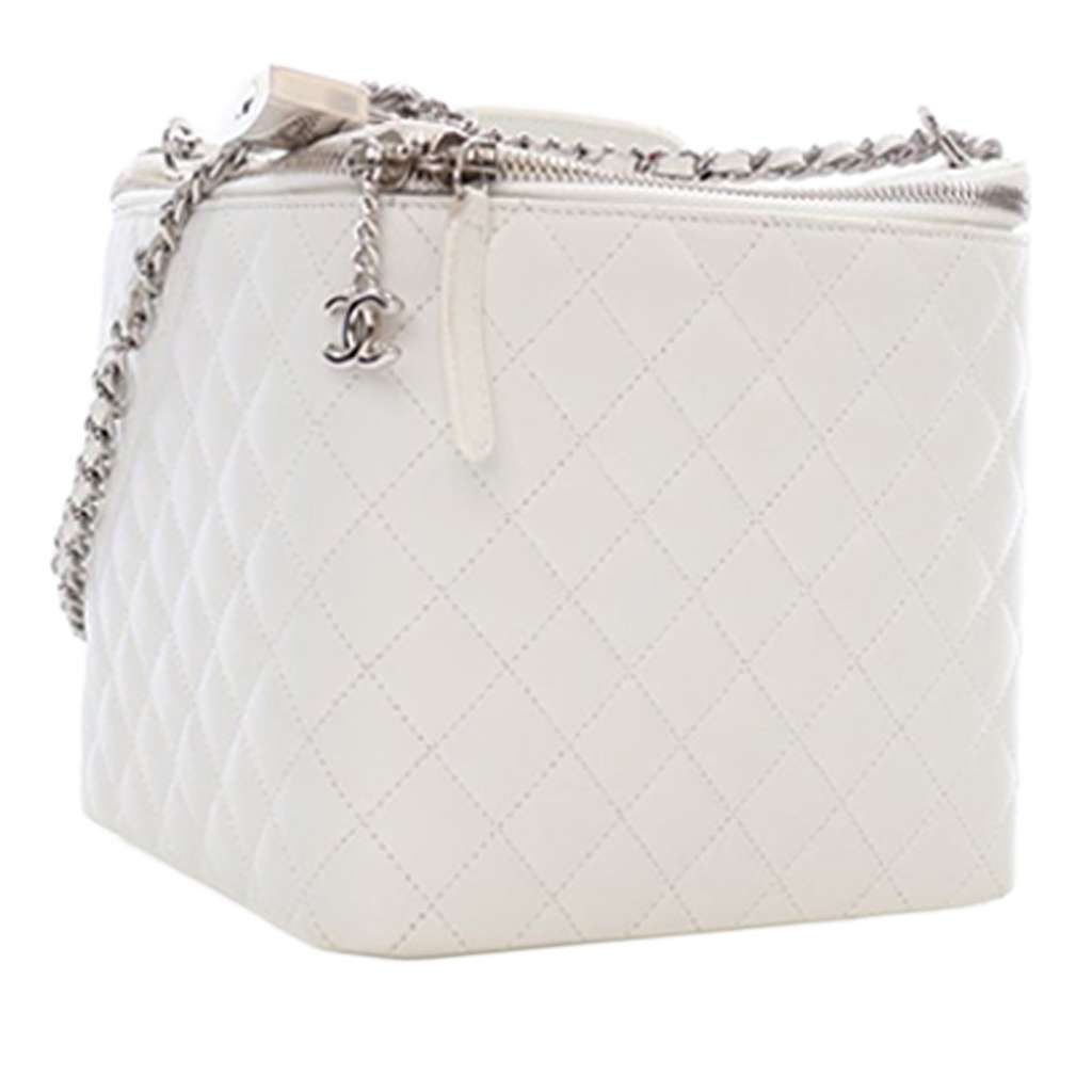 Chanel Large Quilted Lambskin Top Handle Jewelry Box With Chain - 4