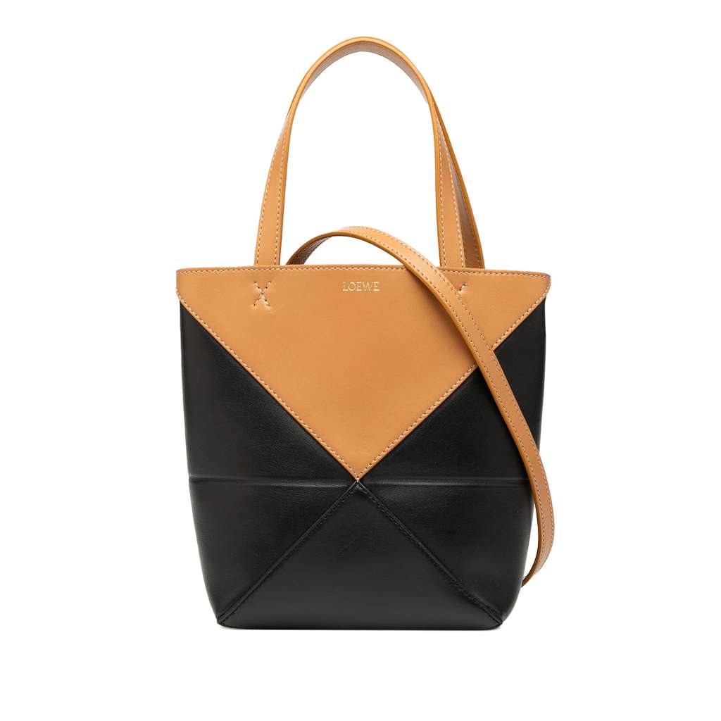 Loewe Mini Bicolor Shiny Calfskin Puzzle Fold Tote