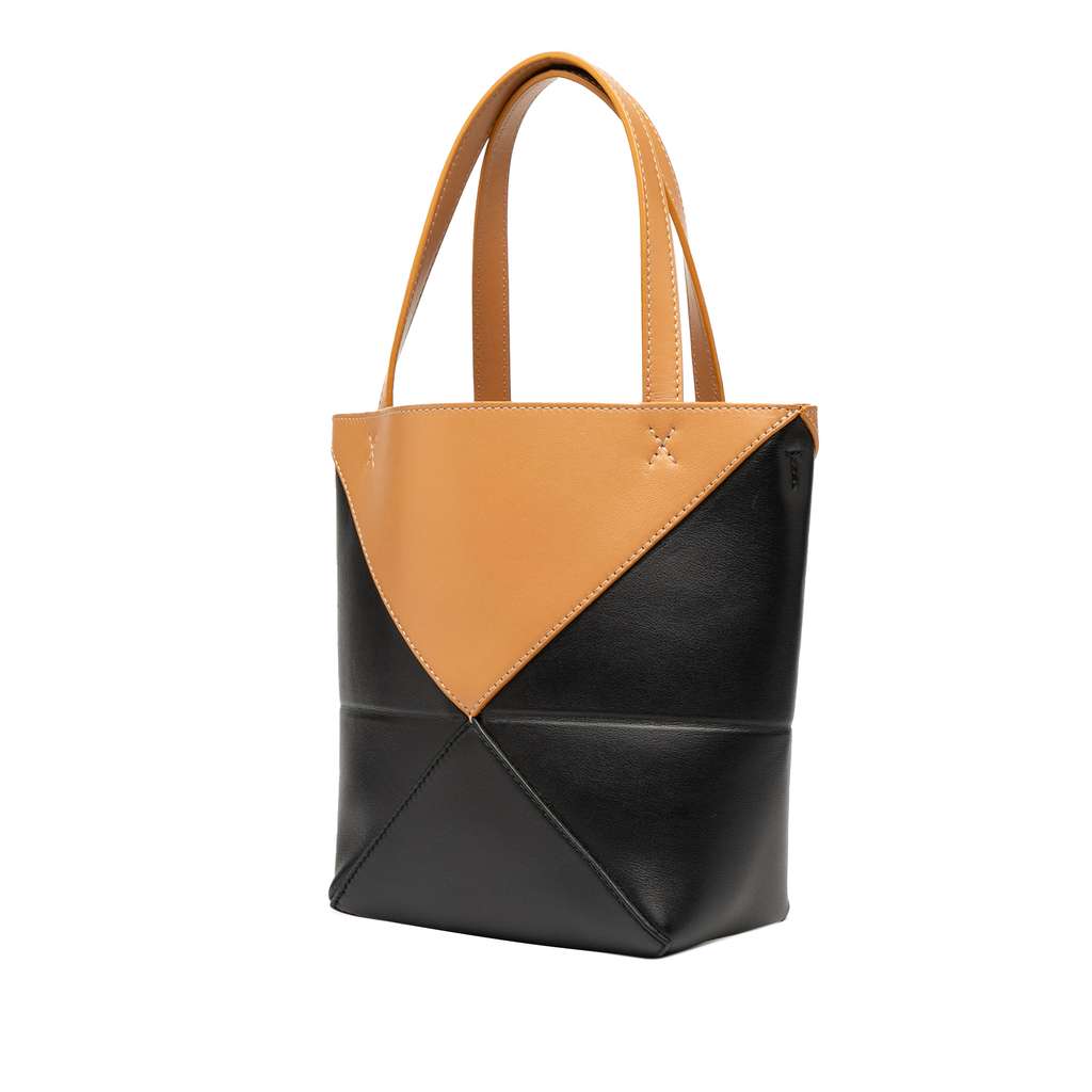 Loewe Mini Bicolor Shiny Calfskin Puzzle Fold Tote - Back view