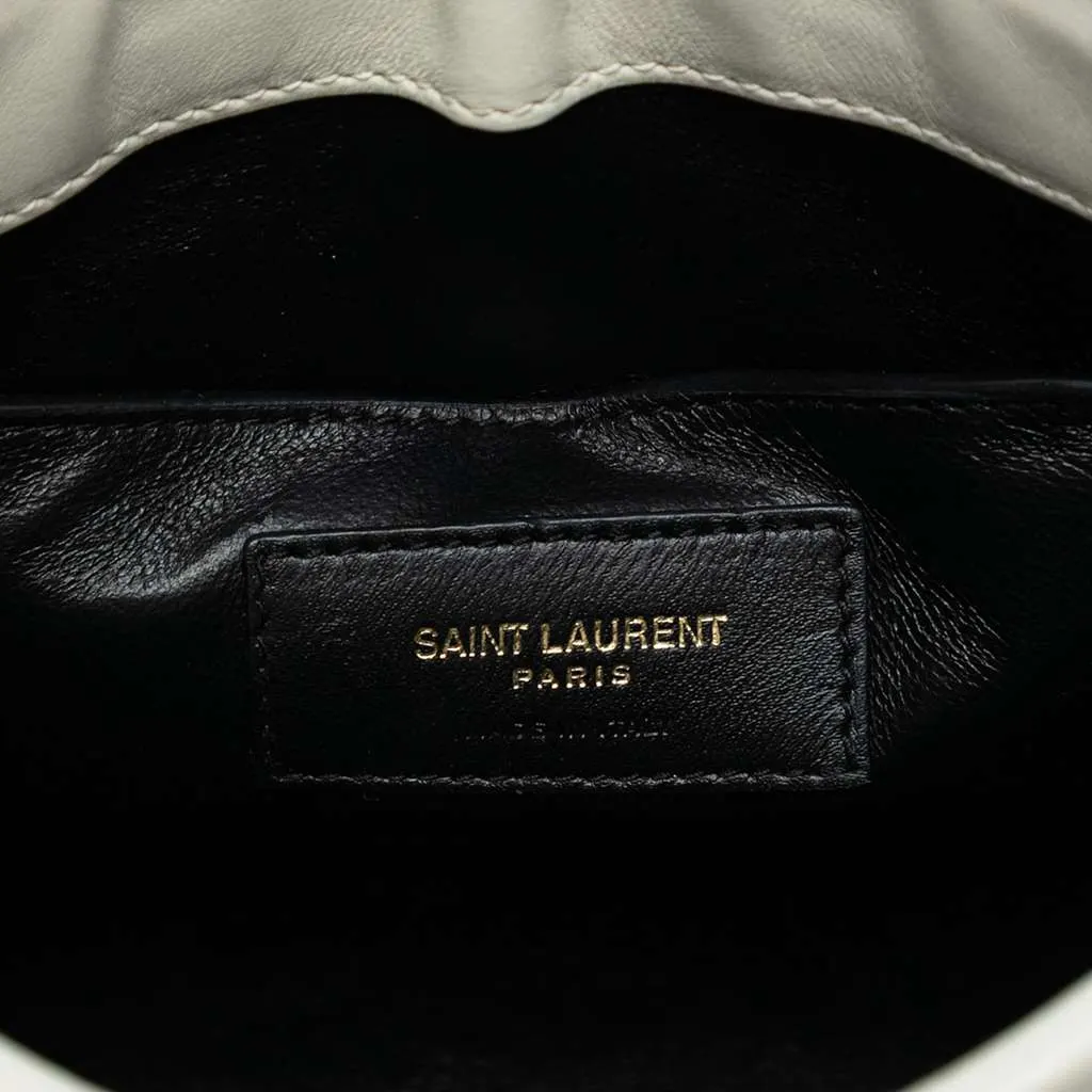 Saint Laurent Quilted Lambskin Monogram Baby Victoire Clutch on Chain White Leather Good - Box View