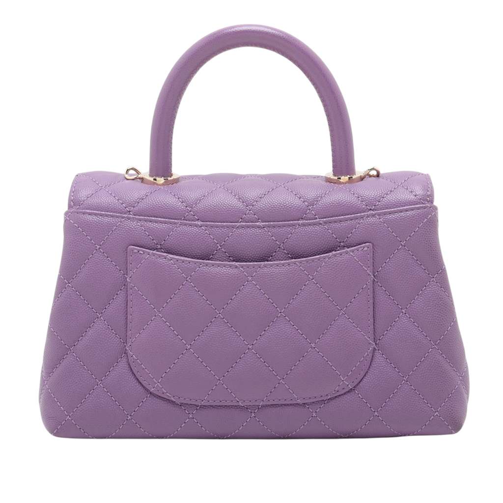 Chanel Mini Caviar Coco Top Handle Bag - Back view