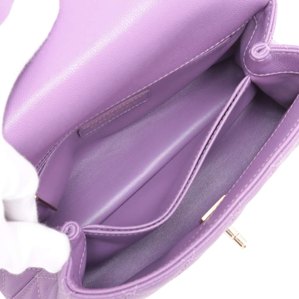 Chanel Mini Caviar Coco Top Handle Bag - Side view