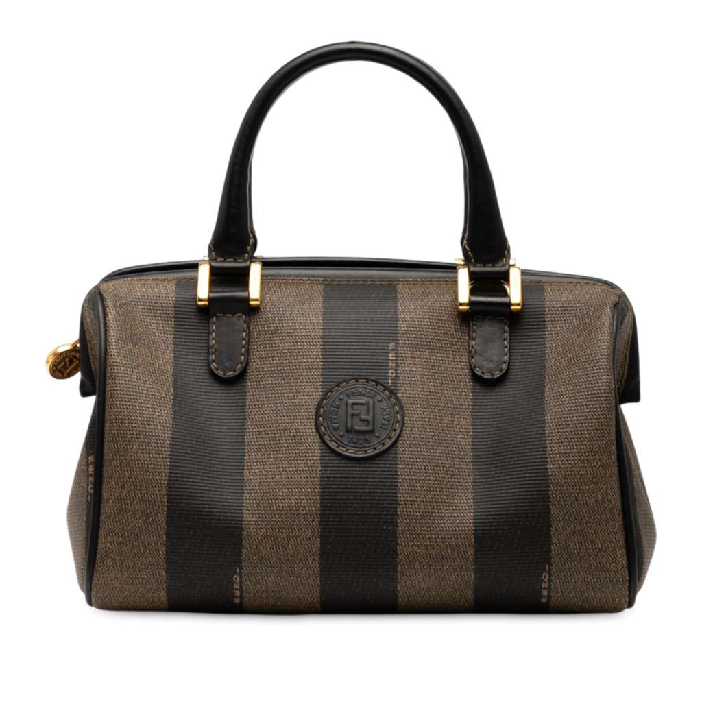 Fendi Pequin Coated Canvas Boston Bag