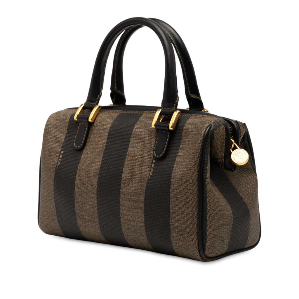 Fendi Pequin Coated Canvas Boston Bag - Back view