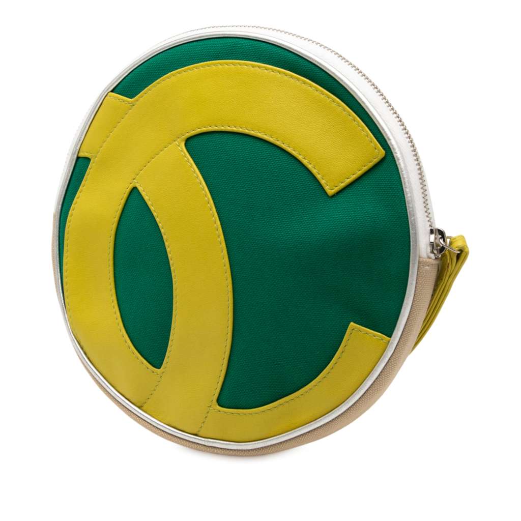 Chanel CC Canvas and Metallic Calfskin No. 5 Wristlet Pouch - Back view