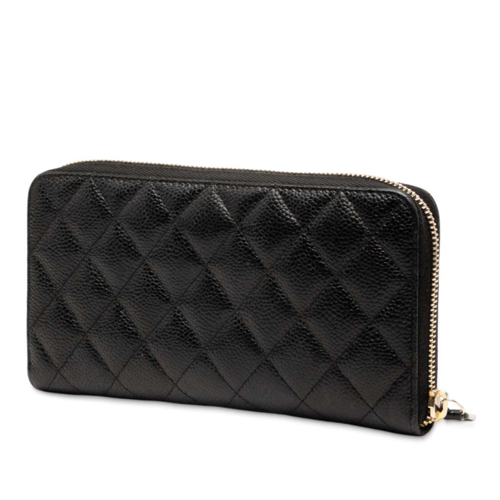 Chanel CC Quilted Caviar Zip Around Long Wallet - Back view