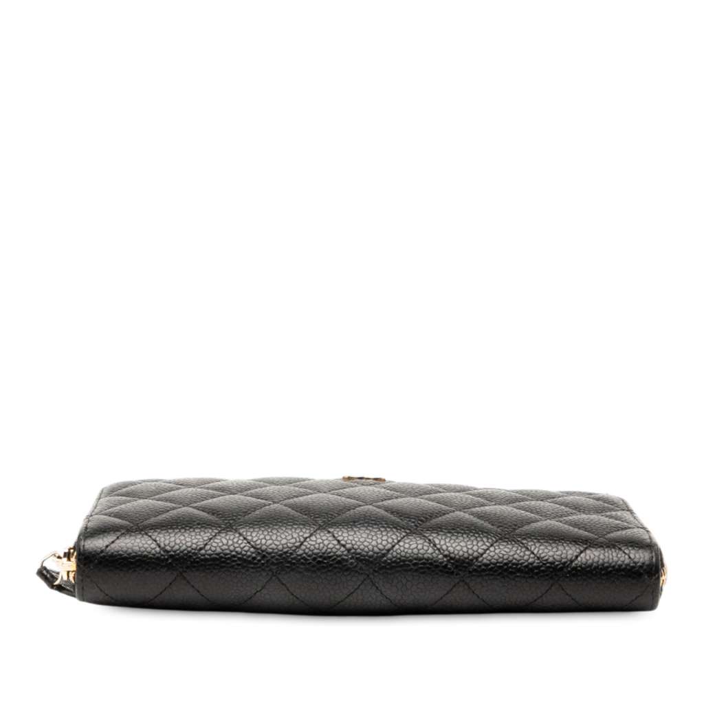 Chanel CC Quilted Caviar Zip Around Long Wallet - Image 6