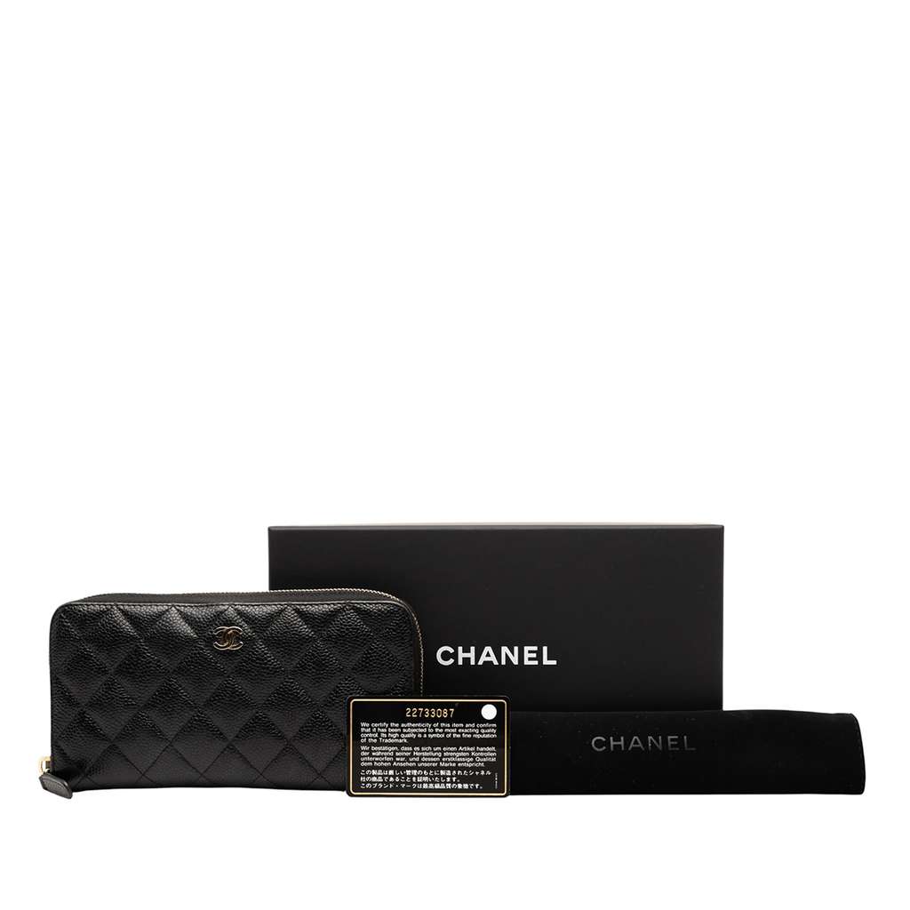 Chanel CC Quilted Caviar Zip Around Long Wallet - Image 11