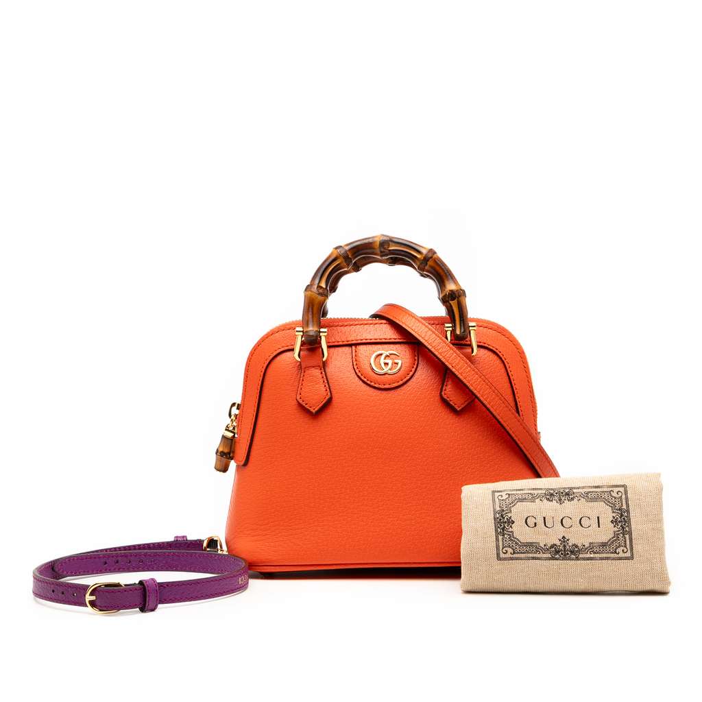 Gucci Mini Dollar Calfskin Bamboo Diana Dome Satchel - Image 10