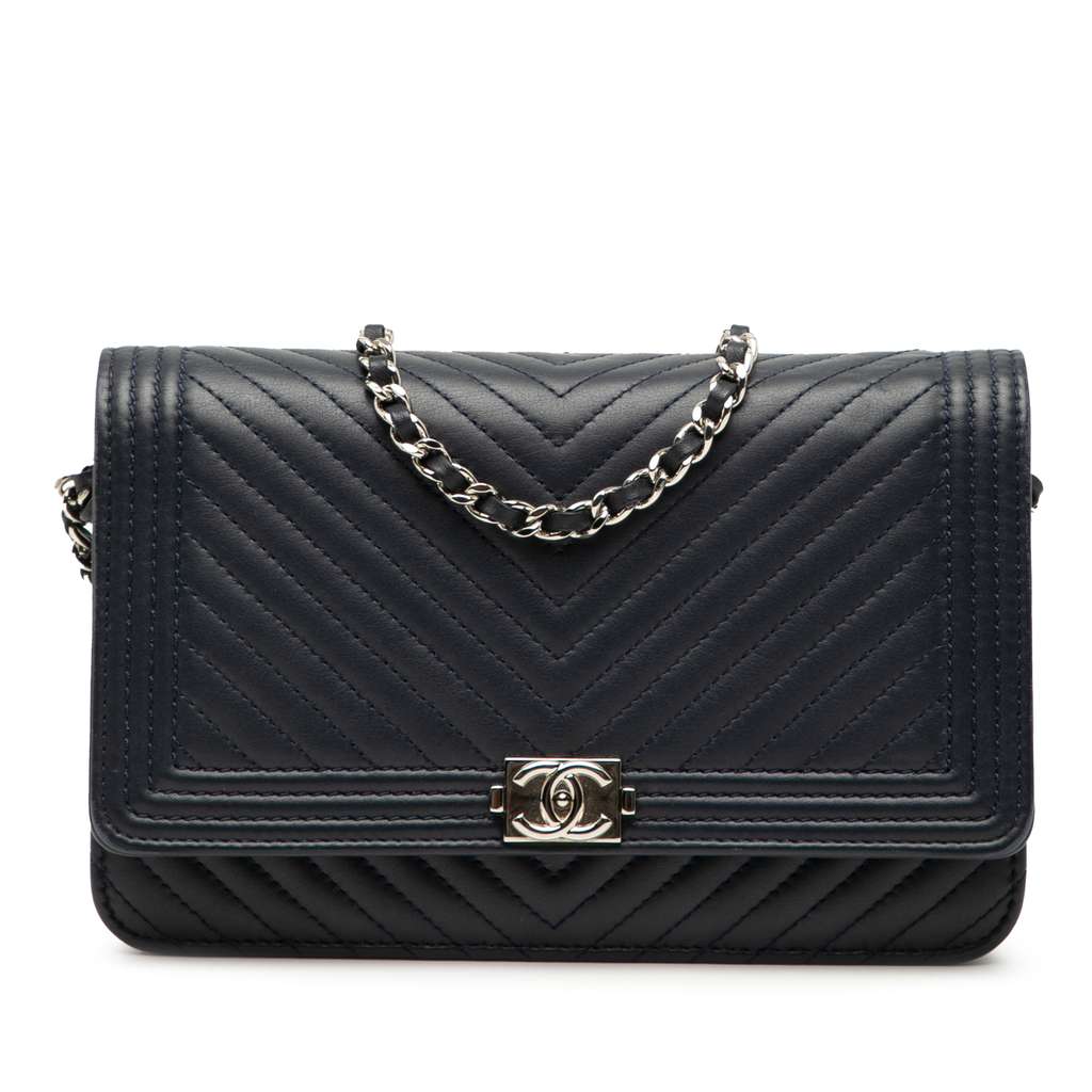 Chanel Chevron Lambskin Boy Wallet on Chain