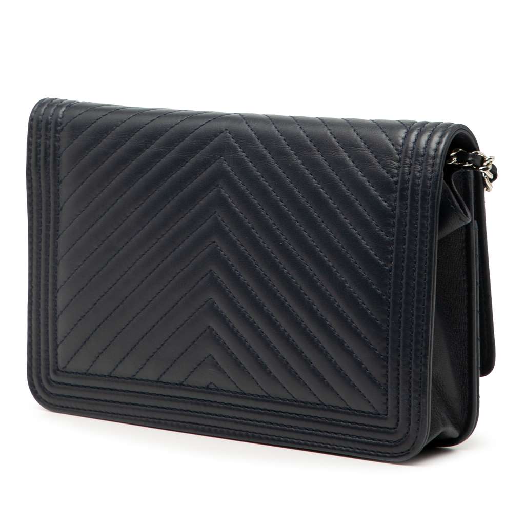 Chanel Chevron Lambskin Boy Wallet on Chain - Back view
