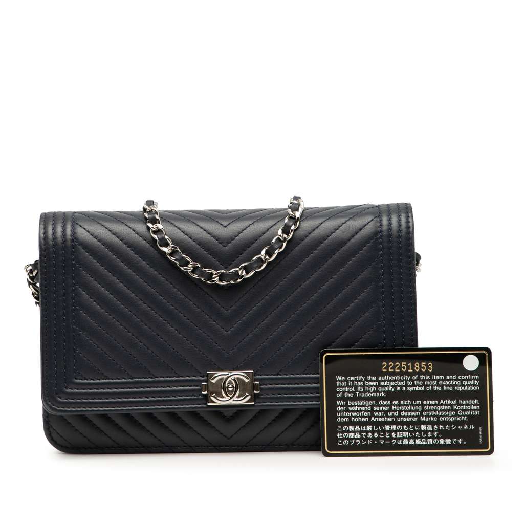 Chanel Chevron Lambskin Boy Wallet on Chain - Image 11