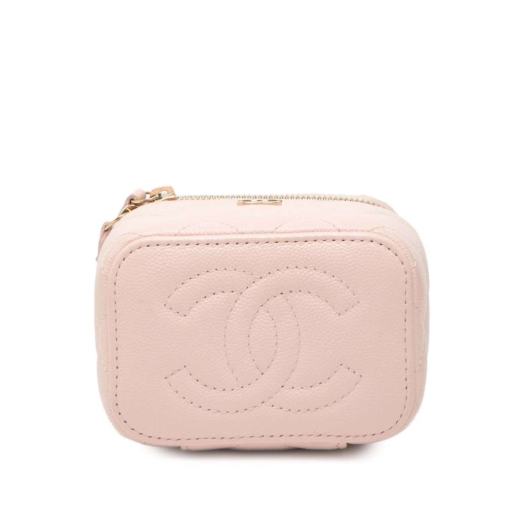Chanel Mini CC Quilted Caviar Vanity Case with Chain - Image 6