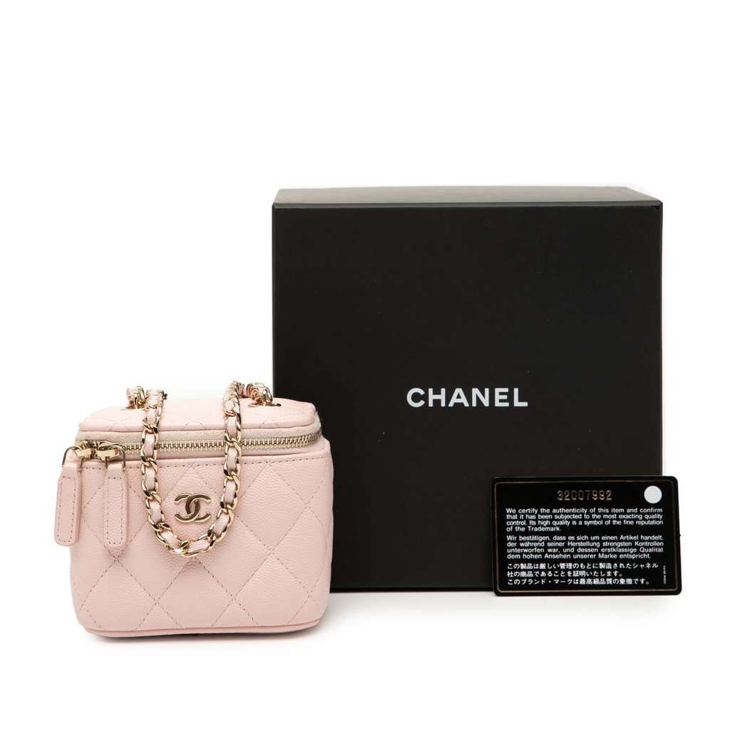 Chanel Mini CC Quilted Caviar Vanity Case with Chain - Image 10