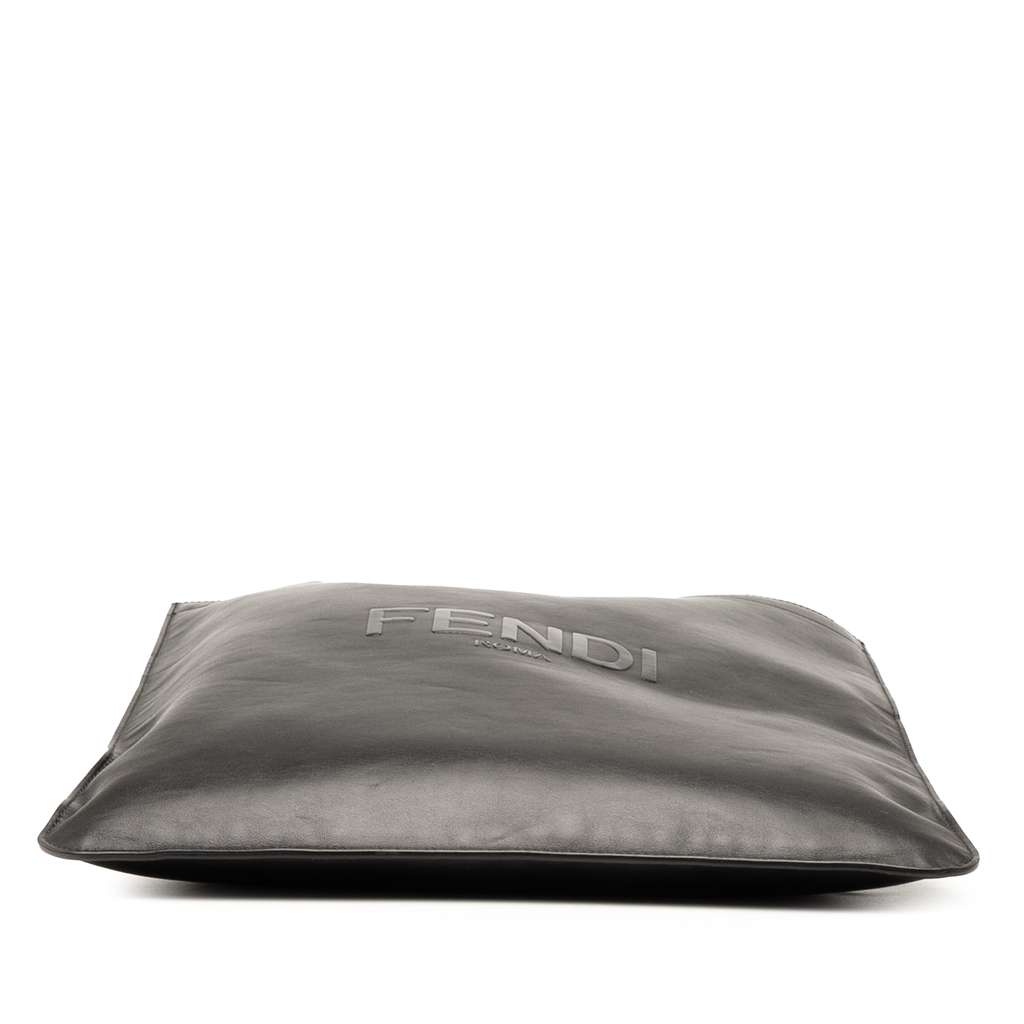 Fendi Embossed Leather Logo Shopper Tote - Image 6