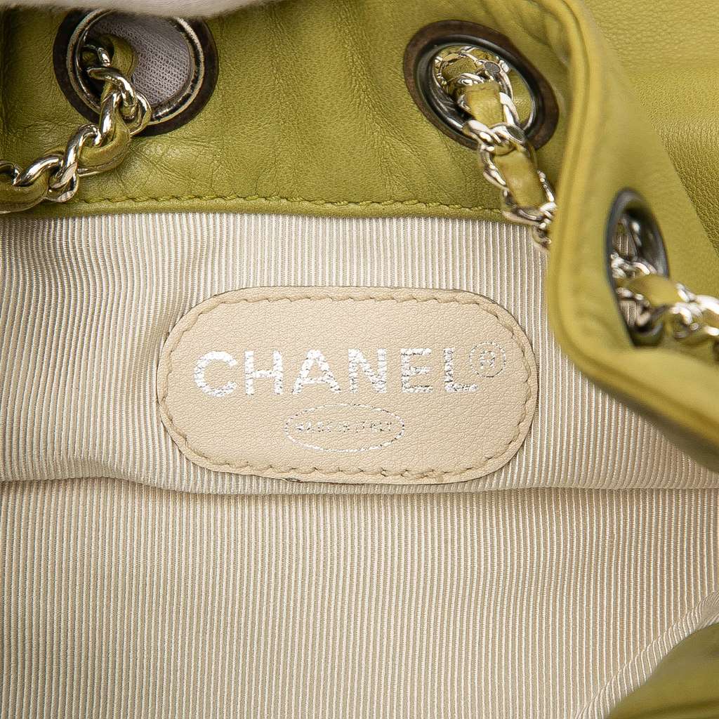 Chanel CC Lambskin Drawstring Backpack - Side view