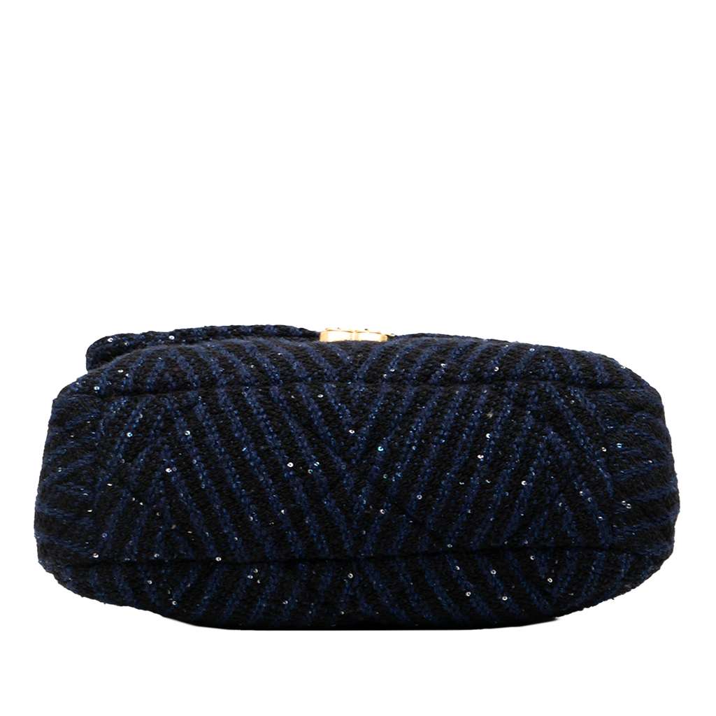 Chanel Large Chevron Tweed Sequin 19 Flap - Image 6