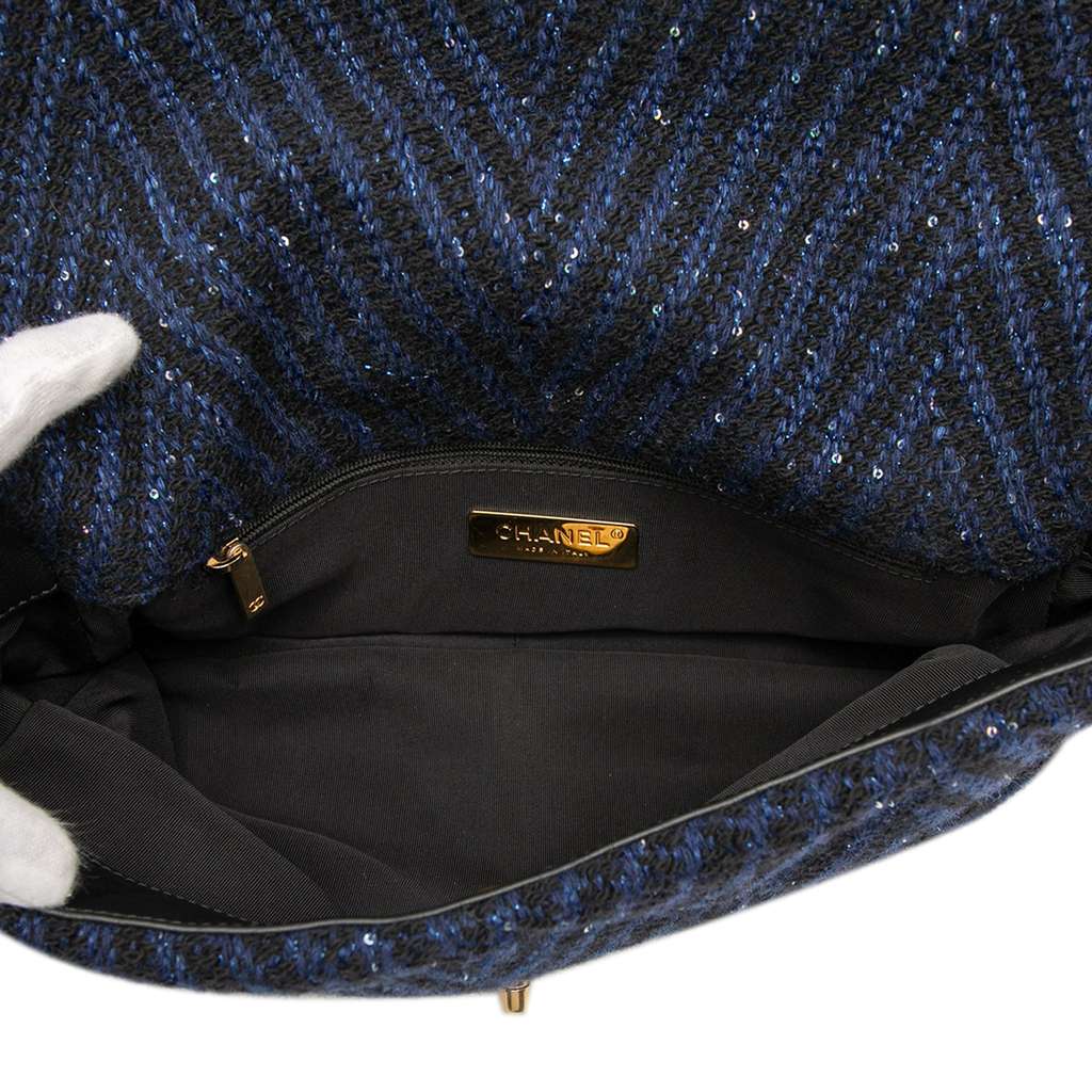 Chanel Large Chevron Tweed Sequin 19 Flap - 4