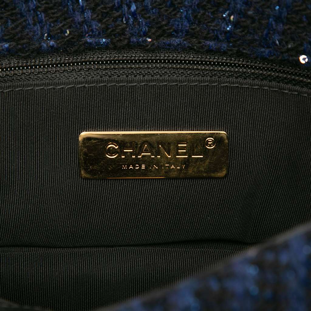 Chanel Large Chevron Tweed Sequin 19 Flap - Side view