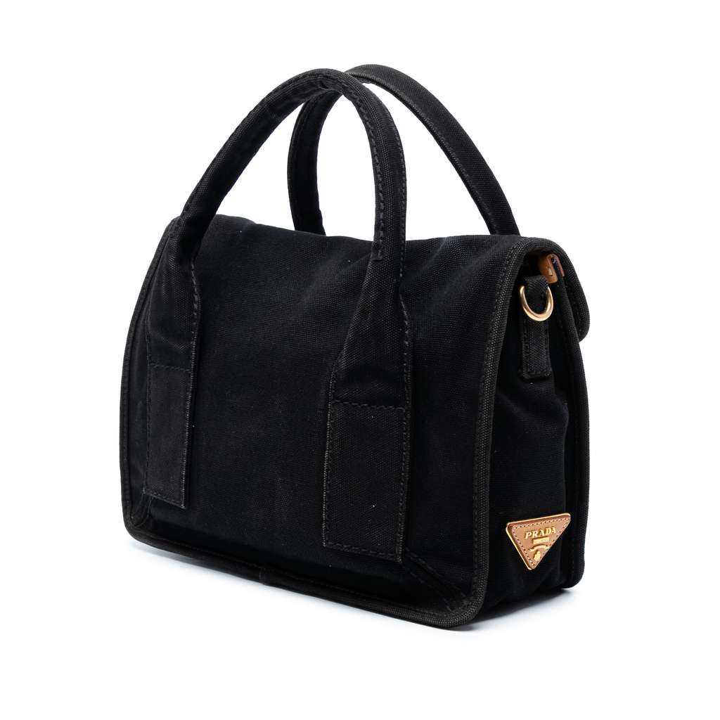 Prada Canvas Canapa Pattina Satchel - Back view