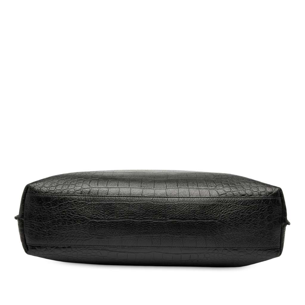 Saint Laurent Croc Embossed Leather Tag Hobo Bag - Image 6
