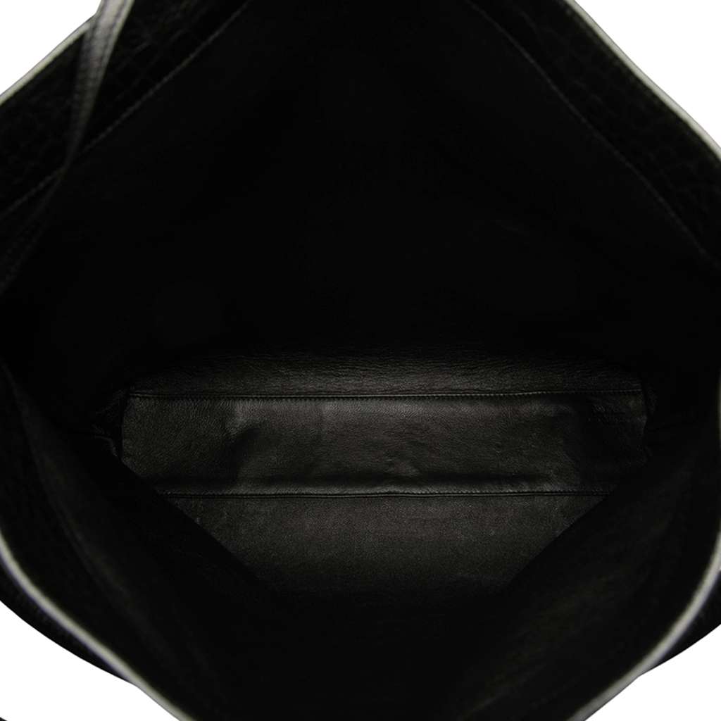 Saint Laurent Croc Embossed Leather Tag Hobo Bag - 4