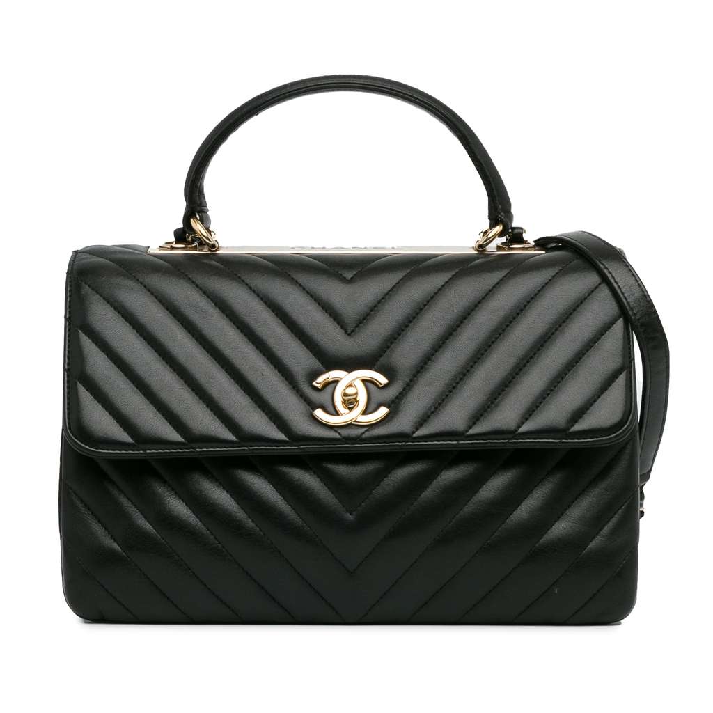 Chanel Medium CC Chevron Lambskin Trendy Flap