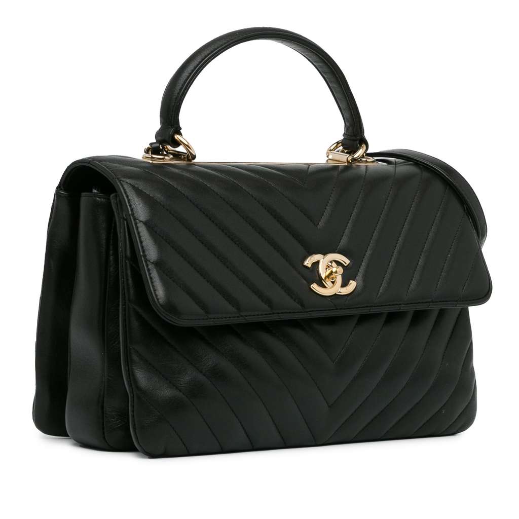 Chanel Medium CC Chevron Lambskin Trendy Flap - Back view