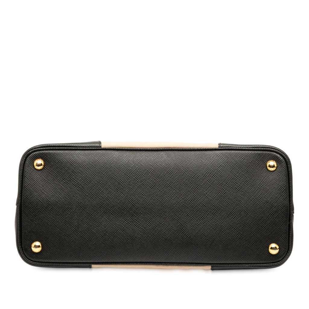 Prada Medium Saffiano Trimmed Canapa Double Satchel - Image 6