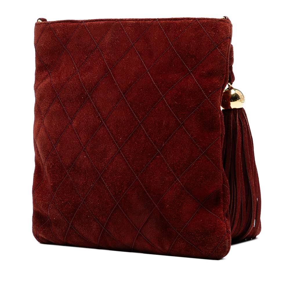 Chanel CC Quilted Suede Tassel Crossbody - Back view
