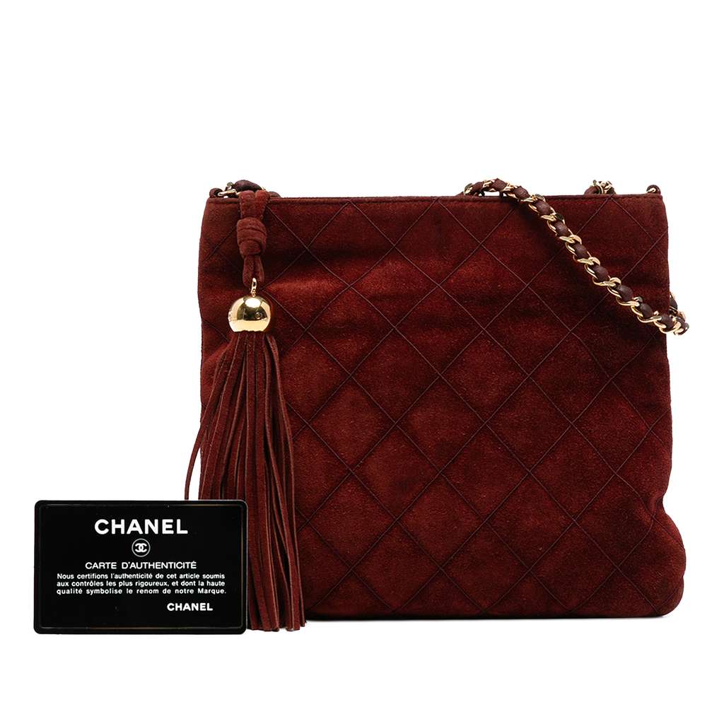 Chanel CC Quilted Suede Tassel Crossbody - Image 10