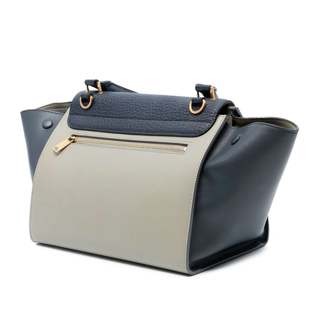 Celine Medium Bicolor Leather Trapeze Satchel - Back view