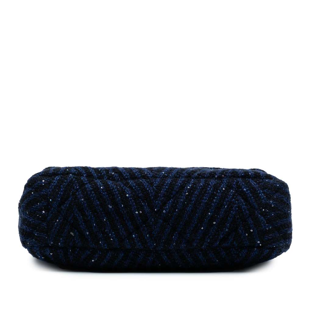Chanel Large Chevron Tweed Sequin 19 Flap - Image 6