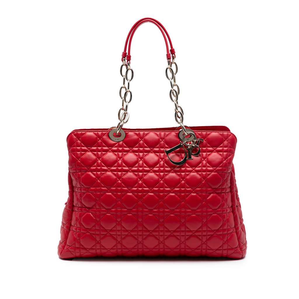 Dior Large Lambskin Cannage Soft Zipped Lady Dior Shopping Tote