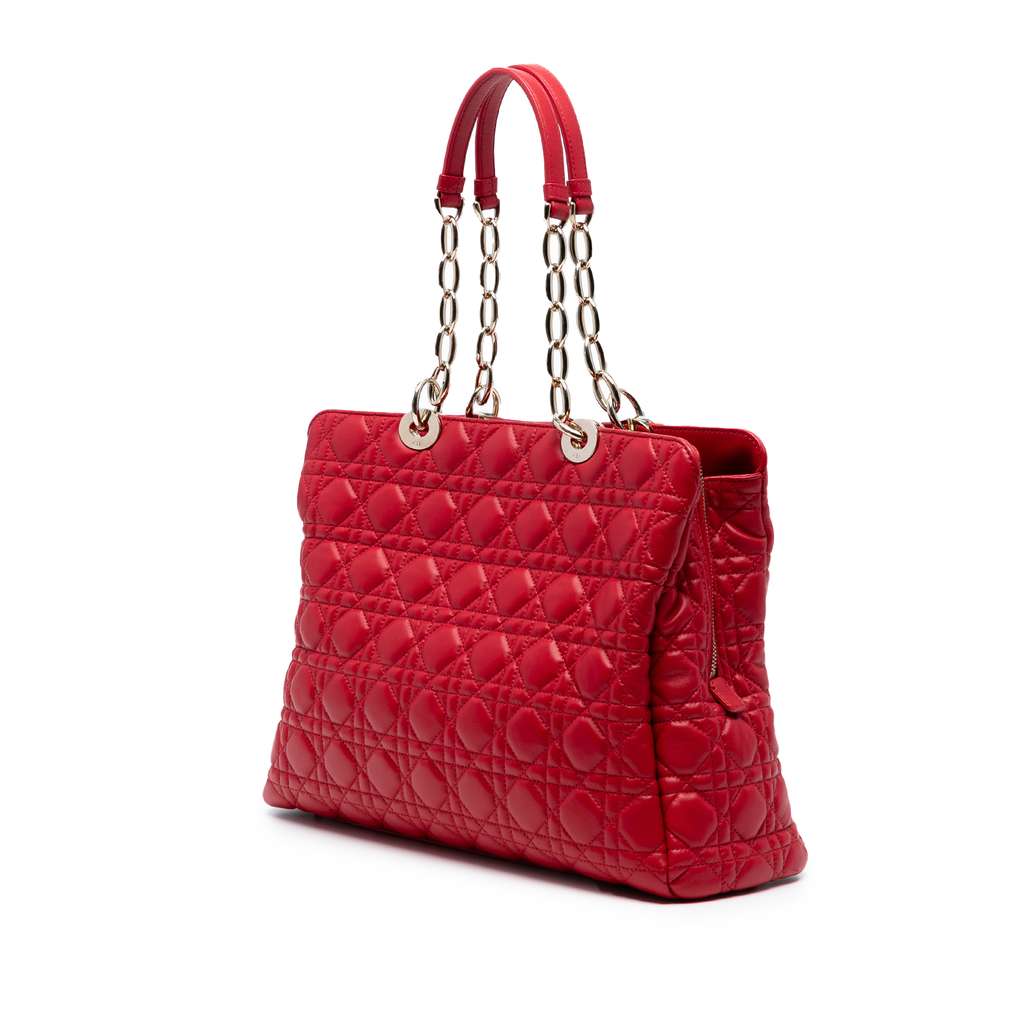 Dior Large Lambskin Cannage Soft Zipped Lady Dior Shopping Tote - Back view