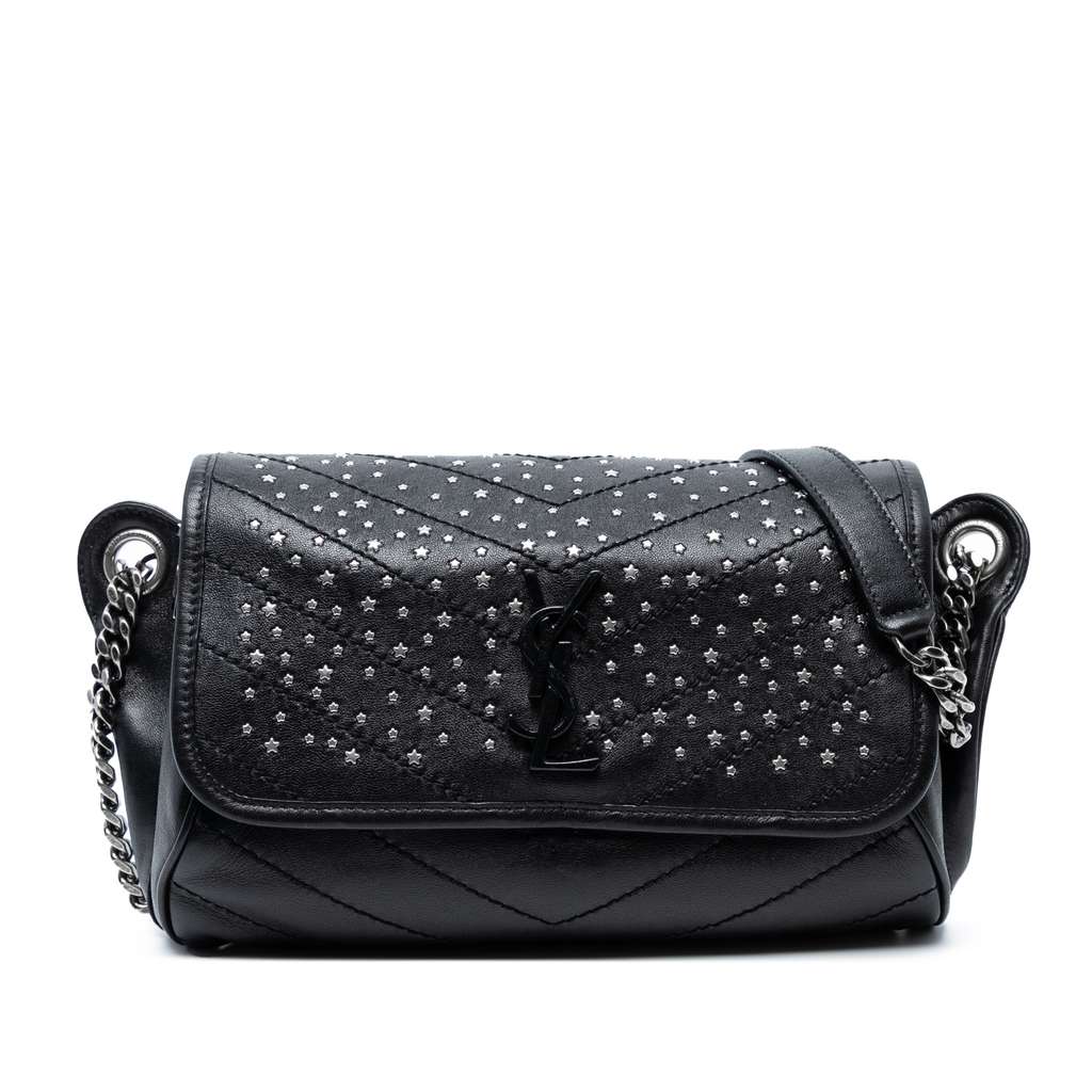 Saint Laurent Studded Calfskin Stardust Monogram Niki Body Bag