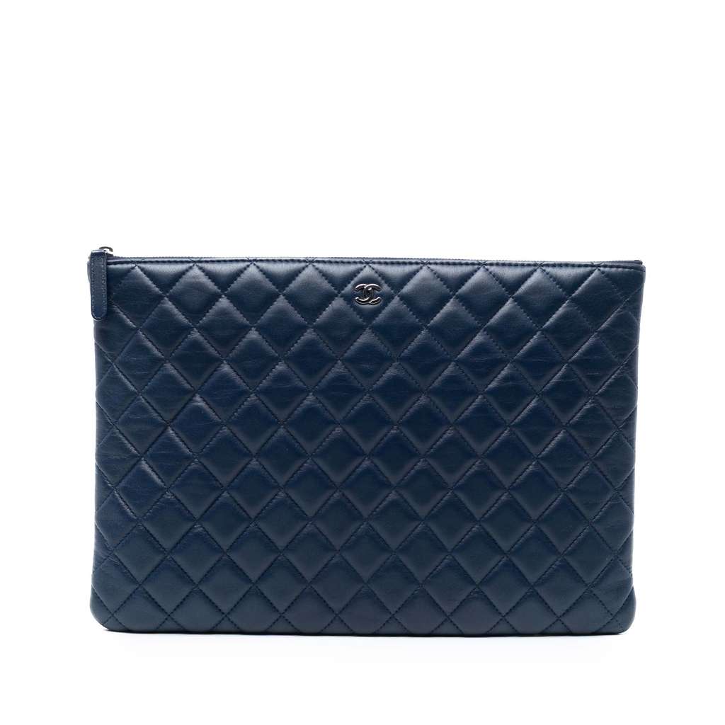 Chanel Large Quilted Lambskin O Case Clutch