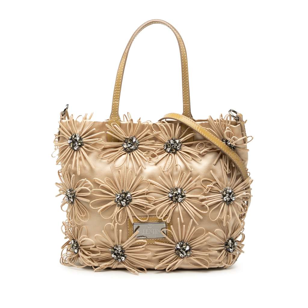 Valentino Floral Embellished Satin Satchel