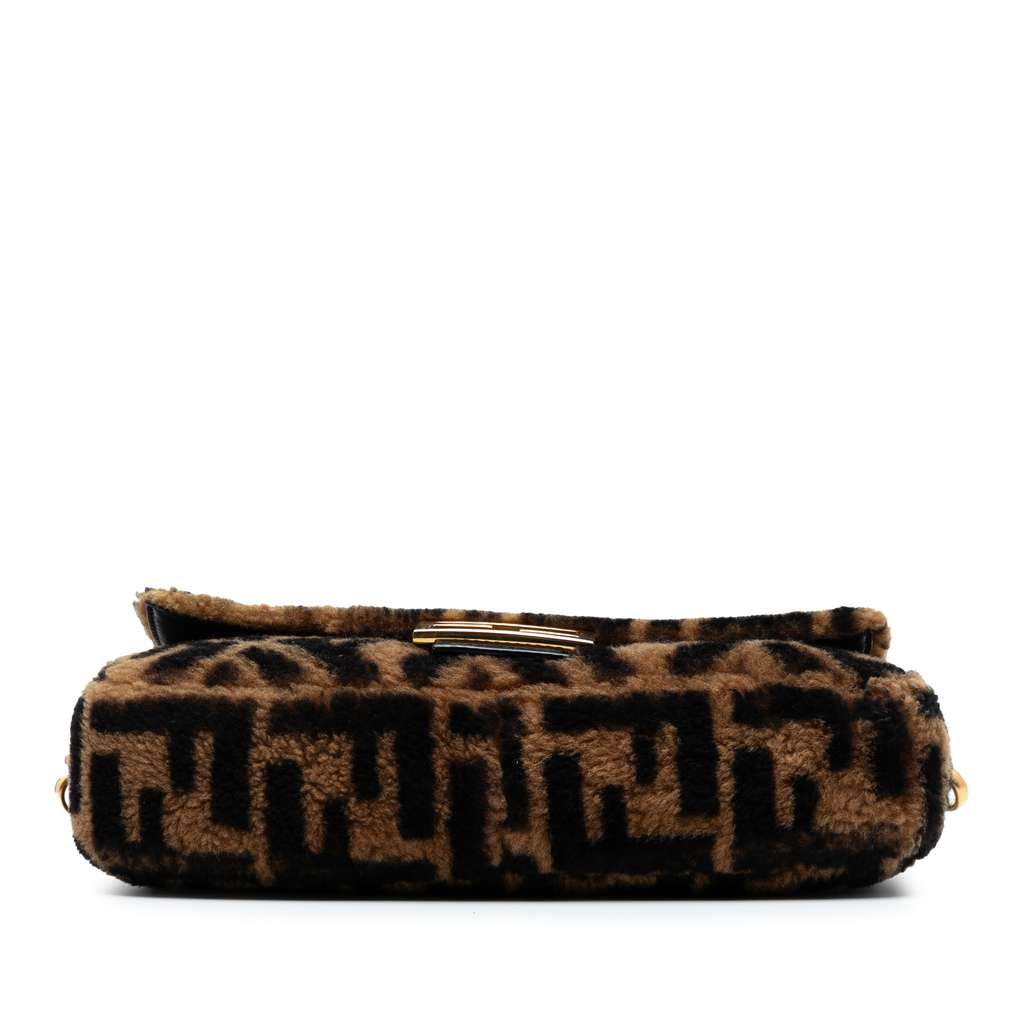 Fendi Medium Zucca Shearling Baguette Satchel - Image 6
