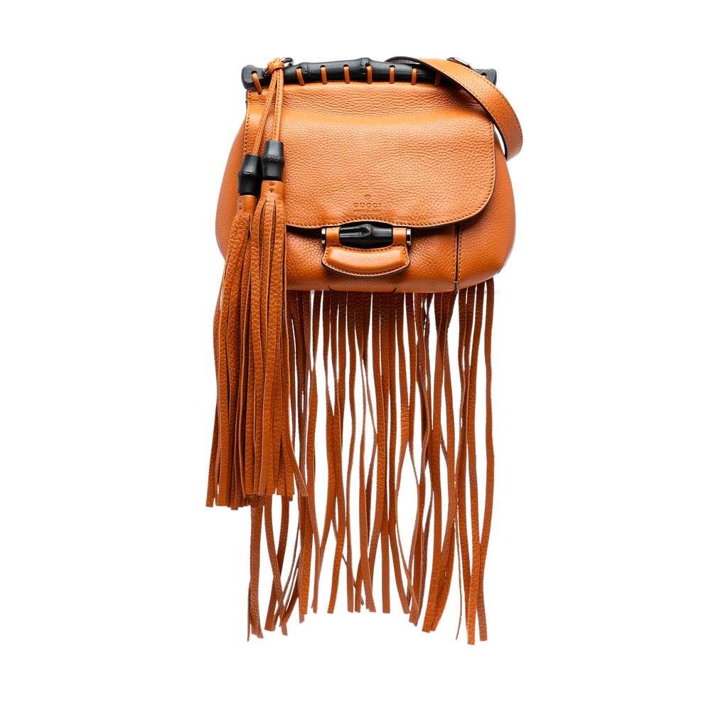 Gucci Small Leather Bamboo Nouveau Fringe Crossbody