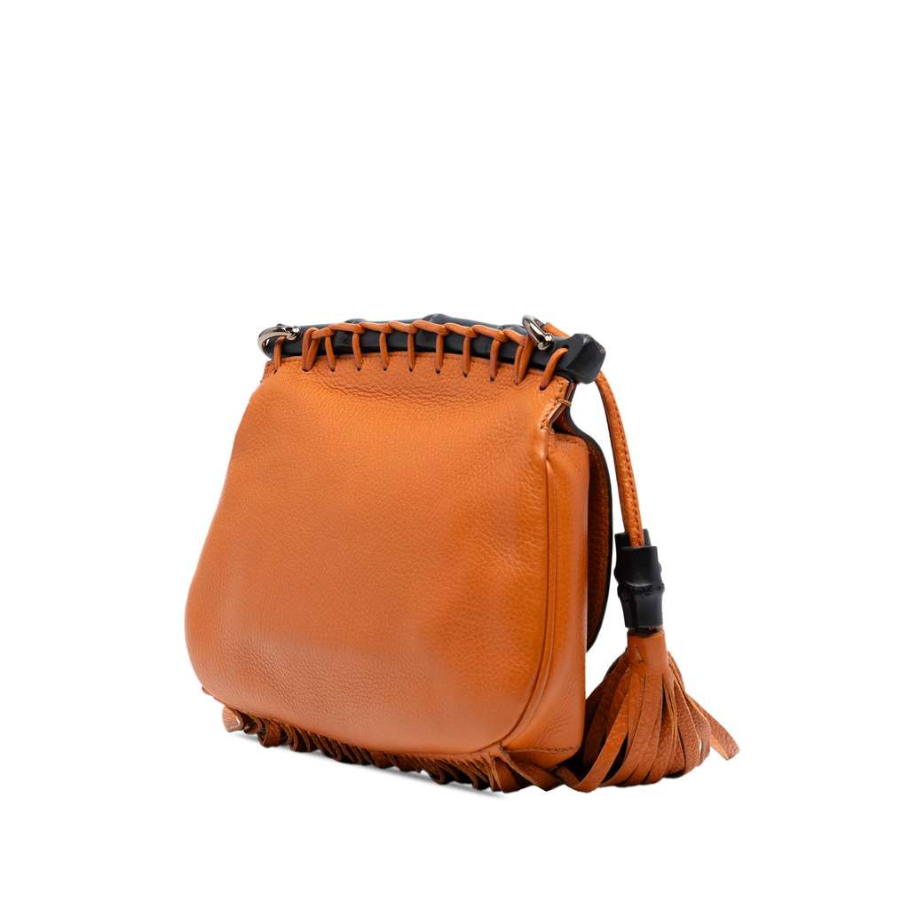 Gucci Small Leather Bamboo Nouveau Fringe Crossbody - Back view