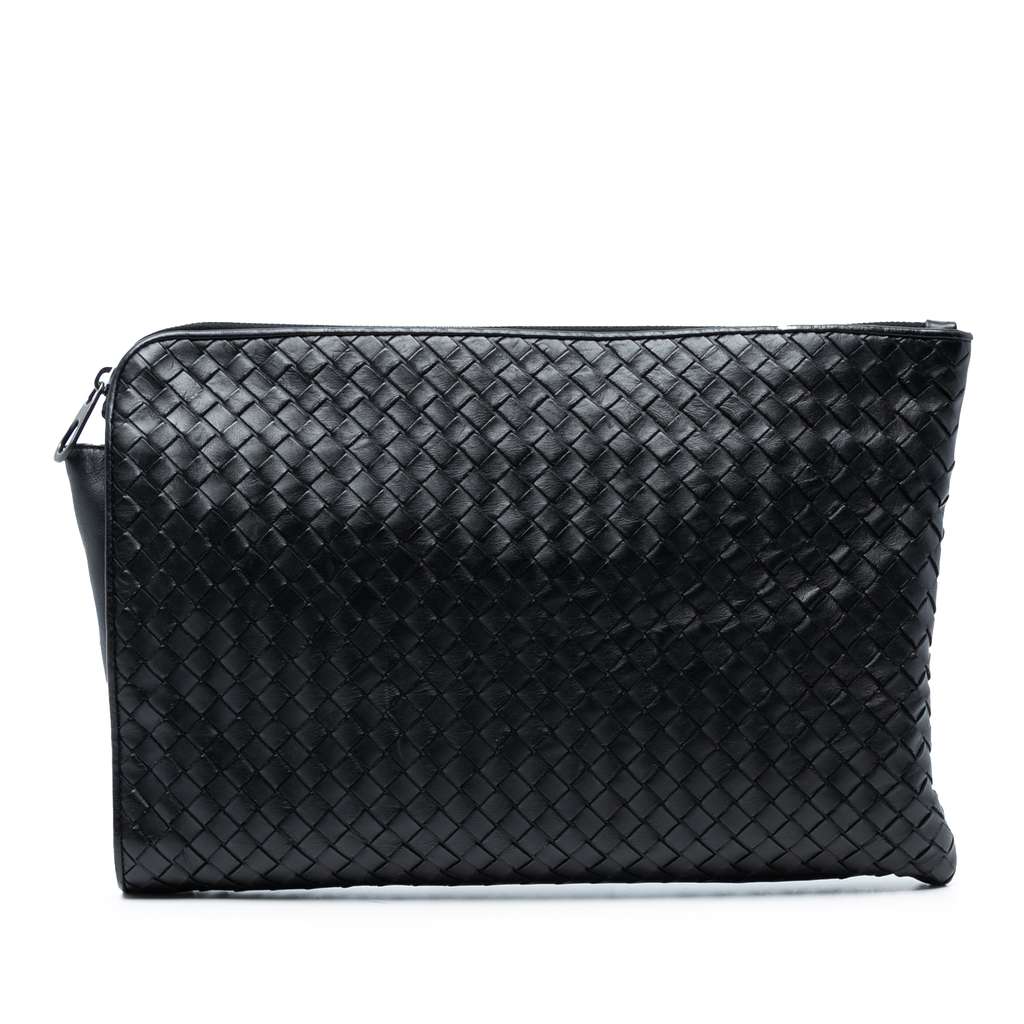 Bottega Veneta Leather Intrecciato Clutch