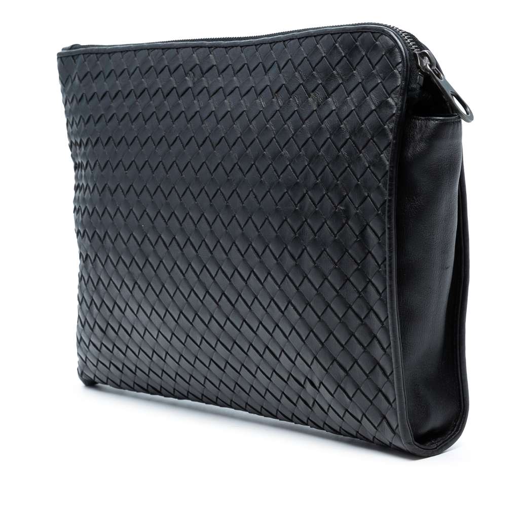Bottega Veneta Leather Intrecciato Clutch - Back view