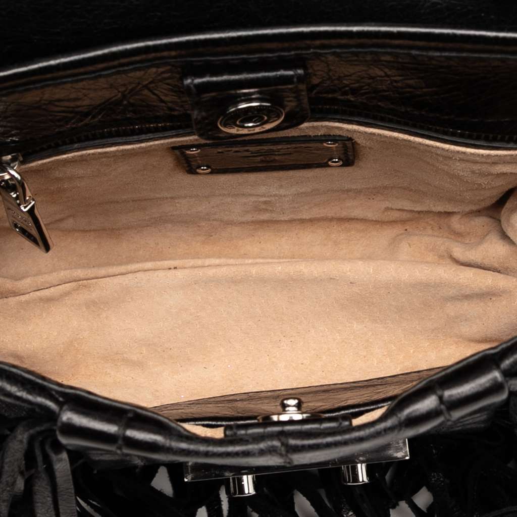 Prada Vitello Shine Fringe Studded Flap Hobo - 4