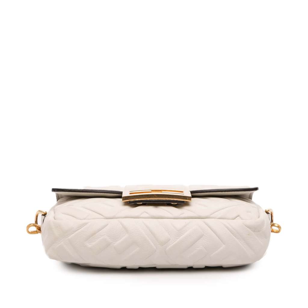 Fendi Mini Zucca Embossed Leather Baguette Satchel - Image 6