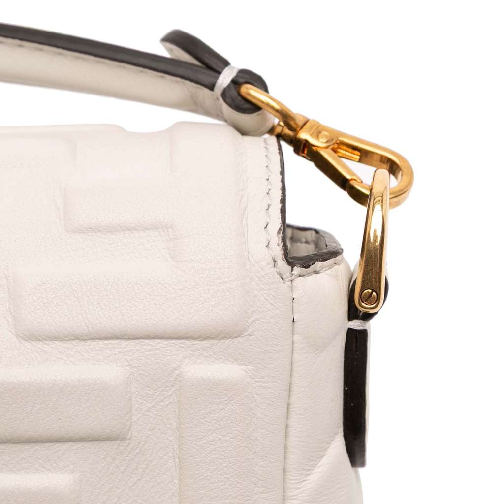 Fendi Mini Zucca Embossed Leather Baguette Satchel - Image 11