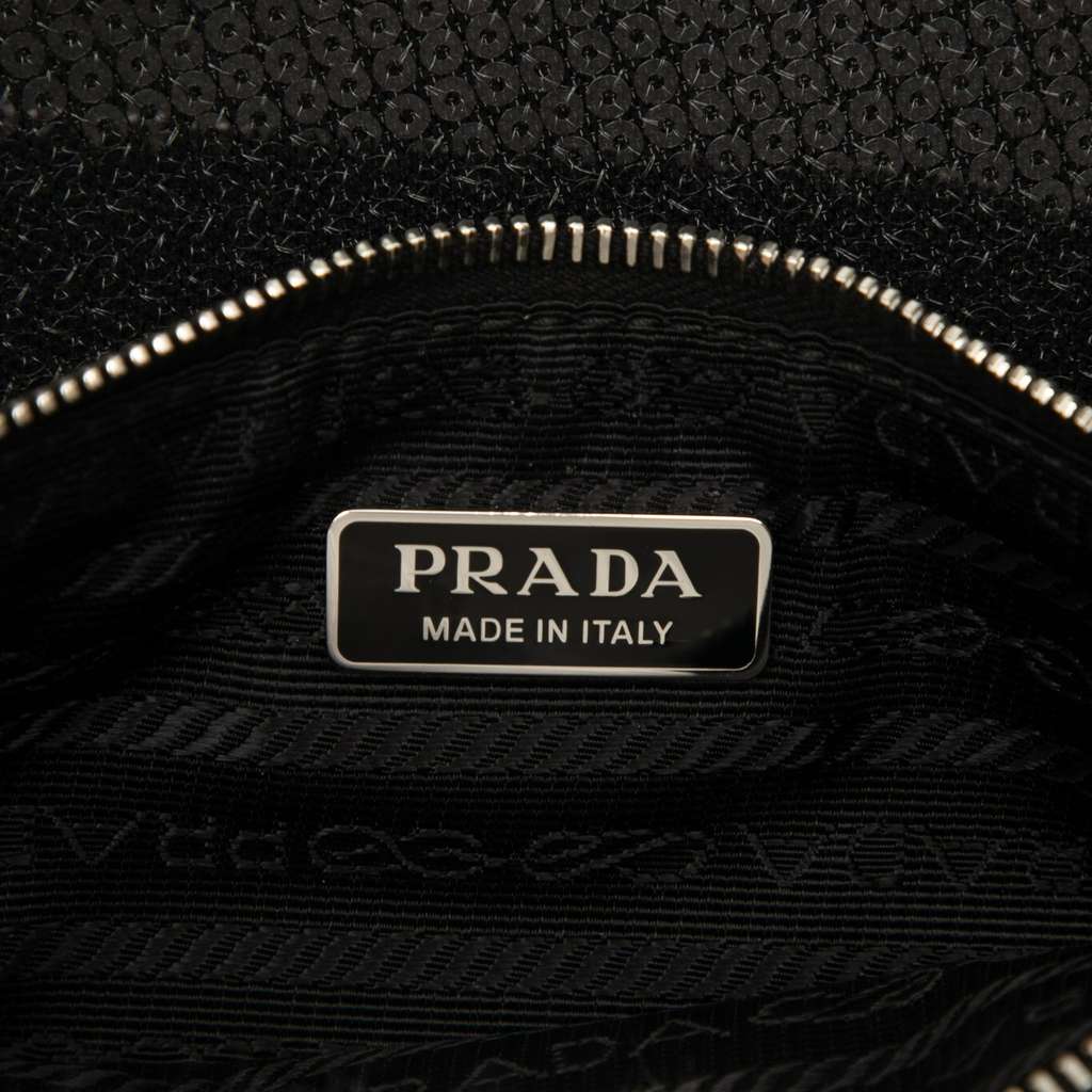 Prada Large Sequined Mesh Logo Tote - Side view