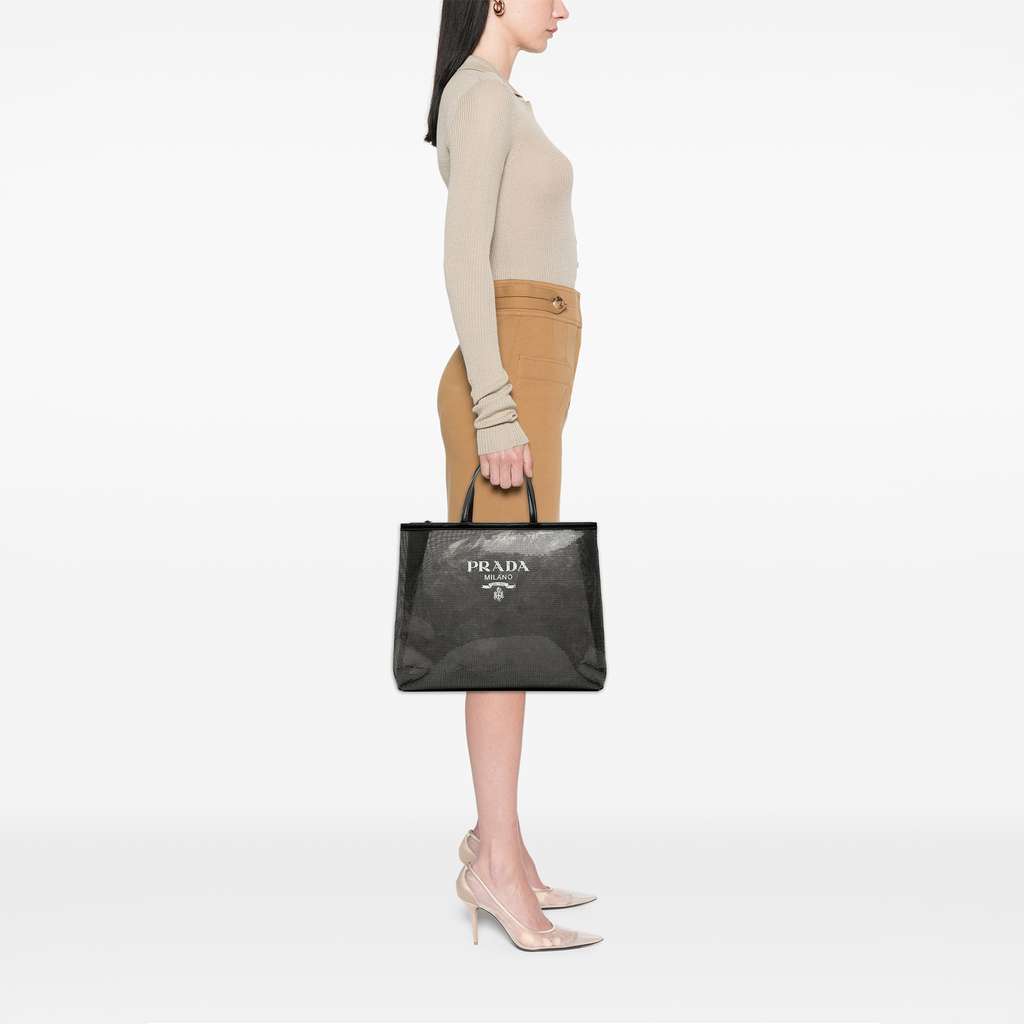Prada Large Sequined Mesh Logo Tote - Detail 2